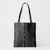 Zwart & Zilver Versierd Gotisch Gemerkt  Tote Bag (Voorkant)