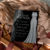 Zwart & Zilver Vintage Elegante Bruidsdouche Kaart