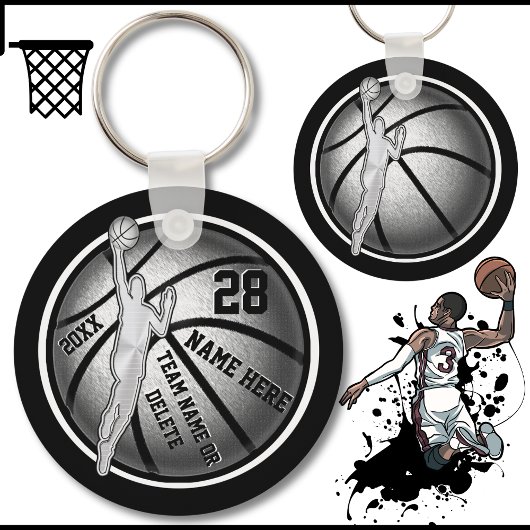 Zwart, zilver, wit, Cheap Basketball Team Giften Sleutelhanger
