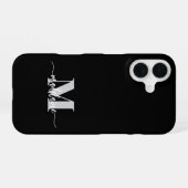 Zwart Zilver Wit Persoonlijk Monogram iPhone 16 Hoesje (Achterkant horizontaal)