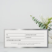 Zwart & Zilver Zakelijke Cadeaubon (Staand voorkant)