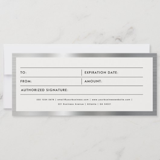 Zwart & Zilver Zakelijke Cadeaubon (Voorkant)