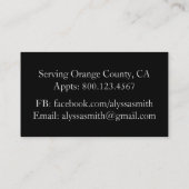 Zwart-zilver Zebra Glitter Shopper Visitekaartje (Achterkant)