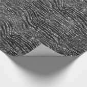 Zwart Zilver Zebra Print Faux Glitter Cadeaupapier (Hoek)