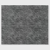 Zwart Zilver Zebra Print Faux Glitter Cadeaupapier (Vlak)