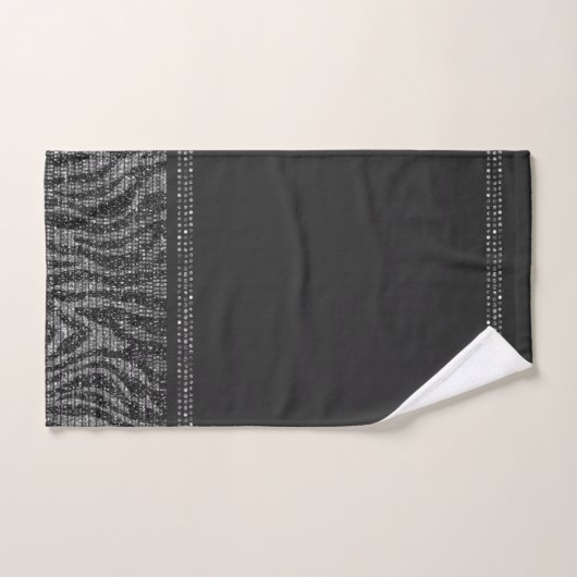 Zwart Zilver Zebra Wild Animal Print Exotische Gla Bad Handdoek (Handdoek)