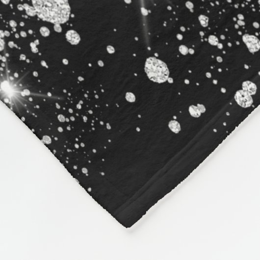 Zwart zilveren aangepaste fotoglitter-monogram fleece deken (Hoek)