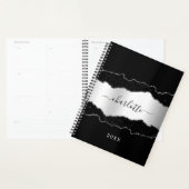 Zwart zilveren agaat marmeren glitter naam script planner (Display)