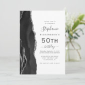 Zwart Zilveren Agaat QR Code 50ste Verjaardag Kaart (Staand voorkant)