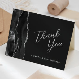 Zwart Zilveren Agaat Script Donkere bruiloft Bedan Kaart