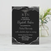 Zwart & Zilveren Agaat Verpleegkundig Afstudeerfee Kaart (Staand voorkant)