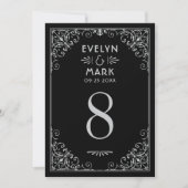  zwart, zilveren Art Deco Wedding Table Number Kaart (Voorkant)