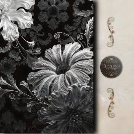 Zwart Zilveren Art Nouveau Decoupage Tissuepapier