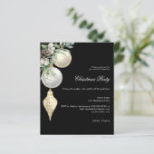 Zwart zilveren bedrijf Christmas Party uitnodiging (Staand voorkant)