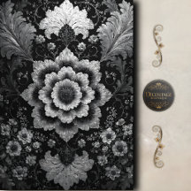 Zwart Zilveren Bloemendamask Decoupage