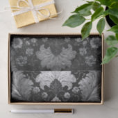 Zwart Zilveren Bloemendamask Decoupage Tissuepapier (Geschenk)