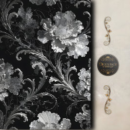 Zwart Zilveren Botanische Decoupage Tissuepapier