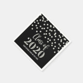 Zwart Zilveren Confetti Klasse van 2020 Afstuderen Servet (Hoek)