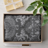 Zwart Zilveren Damast Bloemendecoupage Tissuepapier (Geschenk)
