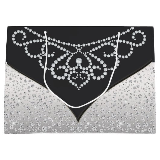 Zwart Zilveren Diamant Vrouwen Groot Cadeauzakje (Voorkant)