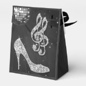 Zwart & Zilveren Disco Ball & Heels Favor box Bedankdoosjes (Achterkant)