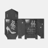 Zwart & Zilveren Disco Ball & Heels Favor box Bedankdoosjes (Uitgevouwen)