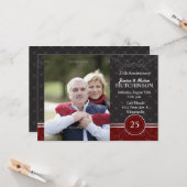 Zwart zilveren elegantie - 25 jaar getrouwd kaart (Voorkant / Achterkant in situ)