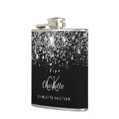 Zwart zilveren glinsterende monogram beste vriendi heupfles (Links)