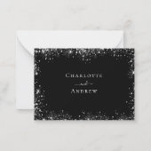 Zwart zilveren glitter menu kiest bruiloft RSVP (Achterkant)