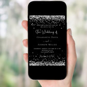 Zwart zilveren glitter moderne bruiloft kaart