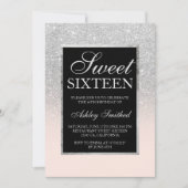 zwart zilveren glitter roze elegante chique Sweet  Kaart (Voorkant)