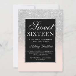 zwart zilveren glitter roze elegante chique Sweet  Kaart