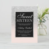 zwart zilveren glitter roze elegante chique Sweet  Kaart (Staand voorkant)