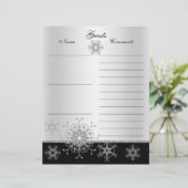 Zwart, zilveren glitter Snowflakes Gastboekpapier (Staand voorkant)
