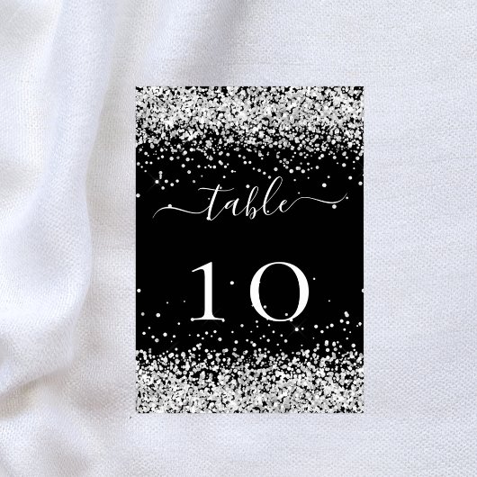 Zwart zilveren glitter sparkle bruiloft kaart