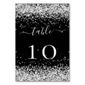 Zwart zilveren glitter sparkle bruiloft kaart (Voorkant)