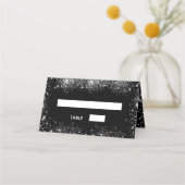 Zwart zilveren glitter sprankelt bruiloft plaatskaartje (Voorkant)