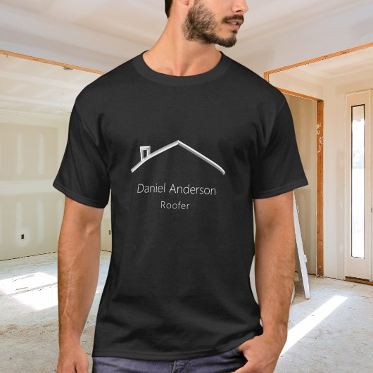 Zwart zilveren huis dakdekker modern t-shirt