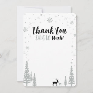 Zwart & Zilveren Jongens Winter wonderland Bedankt Notitiekaartje