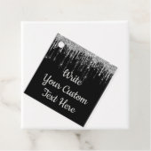 Zwart Zilveren Jubileumfeest Verjaardag Glitters Bedankjes Labels (In situ)