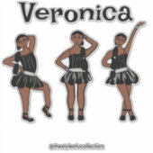 Zwart zilveren jurk #1 sticker (Voorkant)