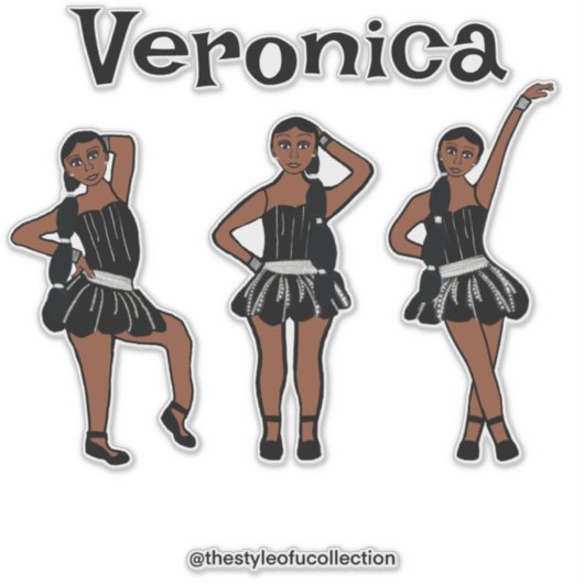 Zwart zilveren jurk #1 sticker (Voorkant)