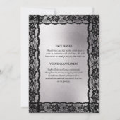 Zwart zilveren kant glitter donker moody luxe kaart (Achterkant)