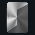 Zwart-zilveren metalen achtergrond iPad mini cover<br><div class="desc">Zwart-zilveren geometrische achtergrond,  metallisch uiterlijk met aanpasbare achtergrond.</div>