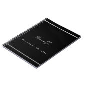 Zwart zilveren naam script minimalistisch notitieboek (Linkerzijde)