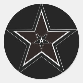 Zwart & Zilveren Pentakel met Omgekeerde pentagram Ronde Sticker