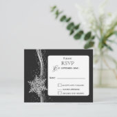 Zwart Zilveren Sneeuwvlokken Winter bruiloft RSVP (Staand voorkant)