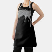 Zwart Zilveren Sparkle Glitter Druppels Gepersonal Schort (Insitu)