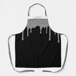 Zwart Zilveren Sparkle Glitter Druppels Gepersonal Schort