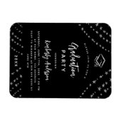 Zwart zilveren sterren afstudeerfeest uitnodiging magneet (Horizontaal)